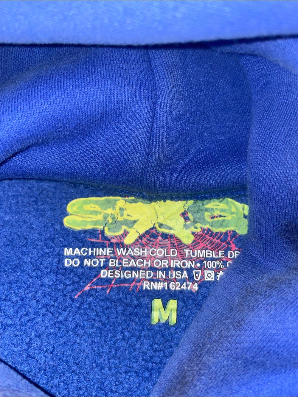 Blue Graphic Pullover Hoodie with Neon Yellow Accent